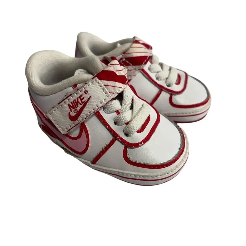 Nike Vandal Low Crib sneakers in white and red infant size 1C